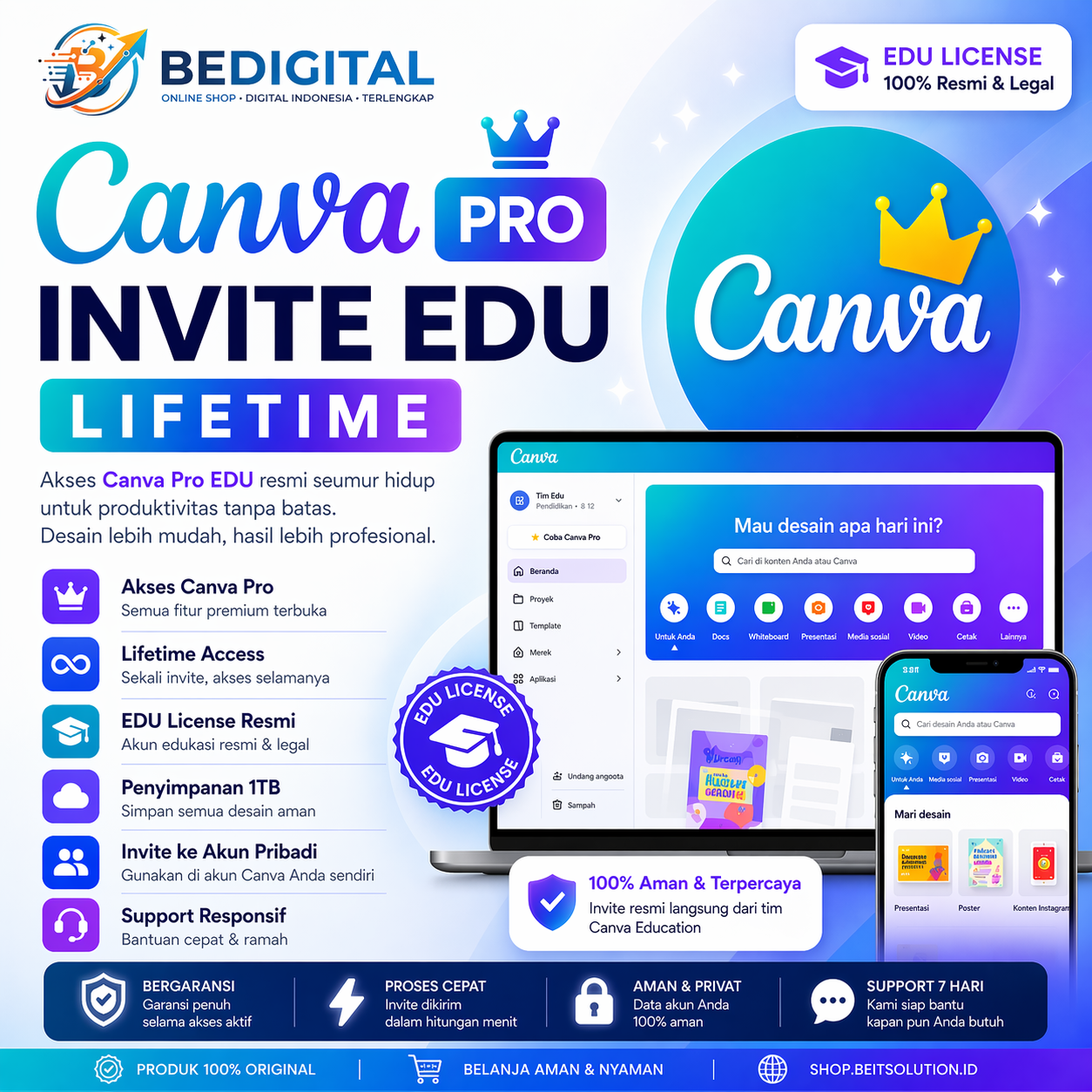Canva Pro  INVITE EDU LIFETIME